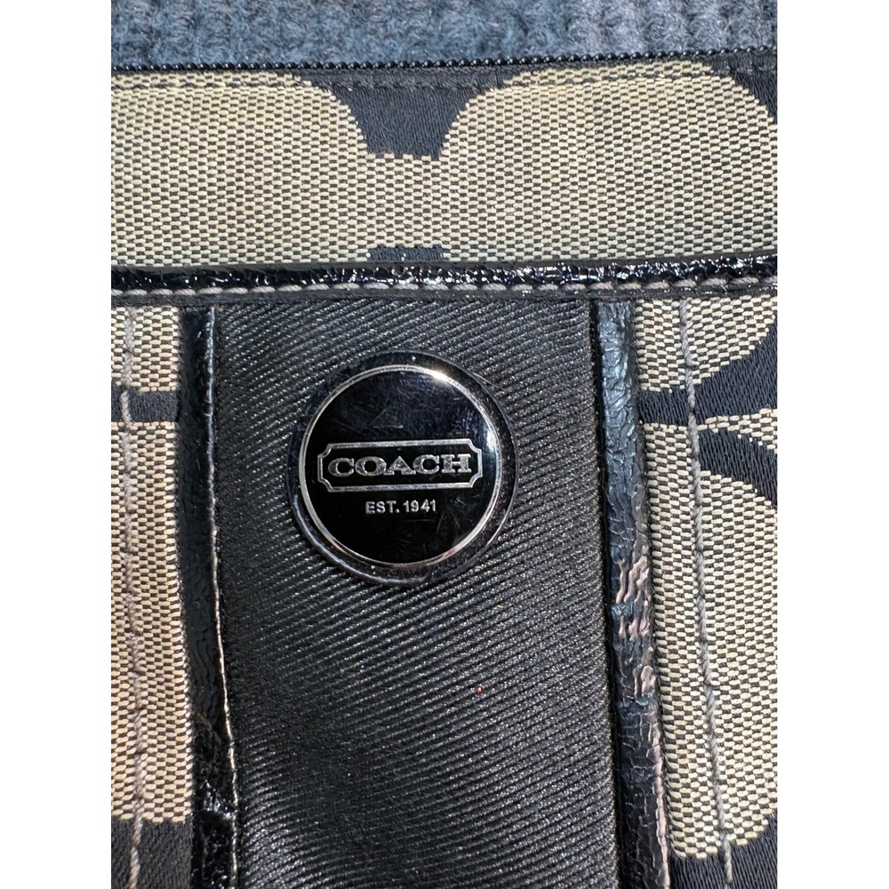 Coach Signature Jacquard Crossbody Bag Black Grey Patent Trim Messenger - Picture 2 of 8